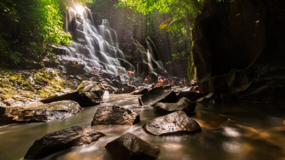 Beautiful Kanto Lampo Waterfall (air terjun Kanto Lampo) not far from Ubud, Bali, Indonesia